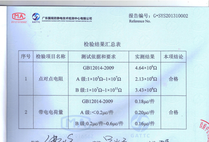 防靜電服檢測報(bào)告